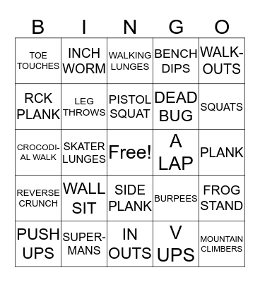 FITNESS BINGO Card