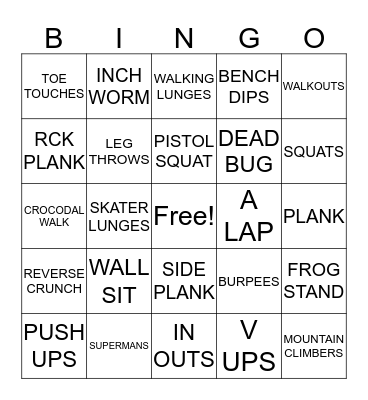 FITNESS BINGO Card