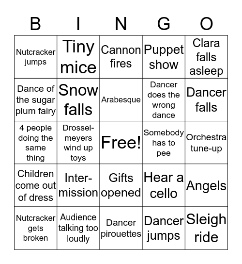 Nutcracker Bingo Card