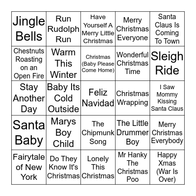 Hobbsies Christmas Music Bingo Card