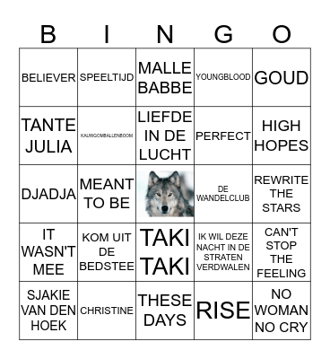 WOLVENBINGO Card