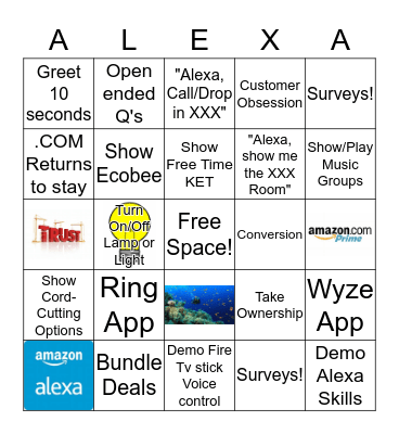 Amazonian Behavior ALEXA Bingo Card