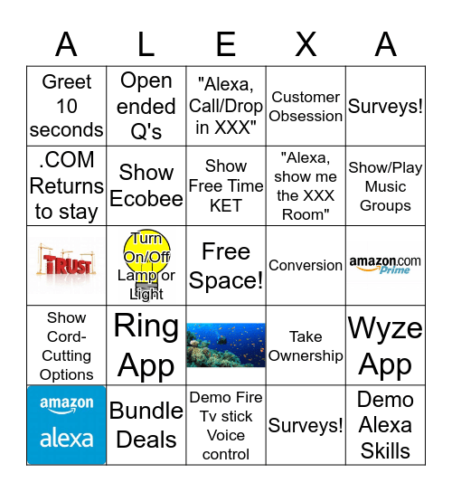 Amazonian Behavior ALEXA Bingo Card