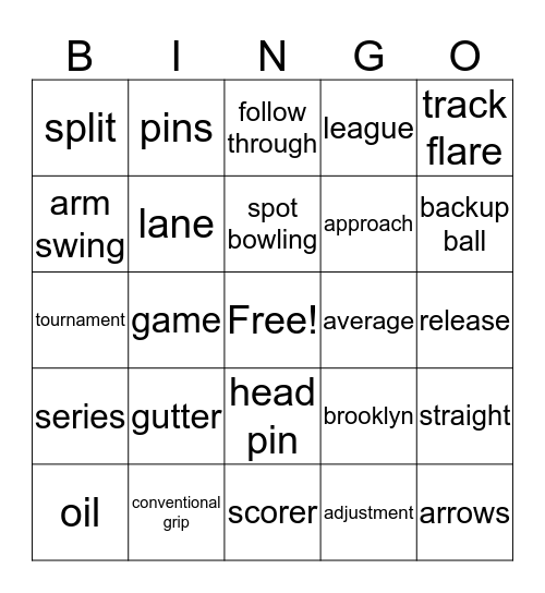 Bowling Bingo Card