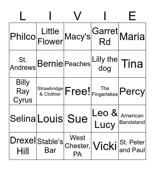 Livie Bingo Card