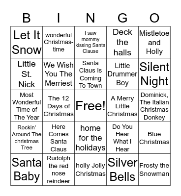 Holiday Bingo Card