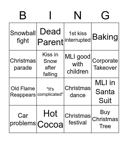 Hallmark Bingo Card