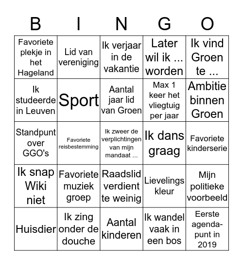 Hageland-Bingo Card