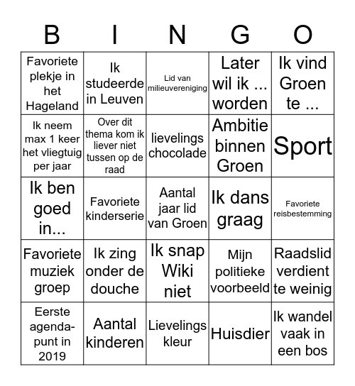 Hageland-Bingo Card