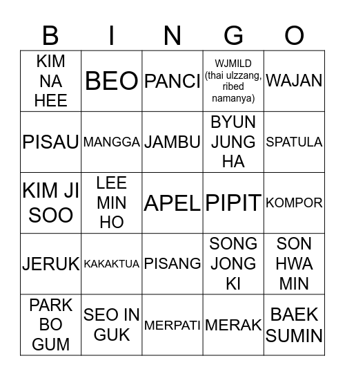 MAIN BARENG TEKWON Bingo Card