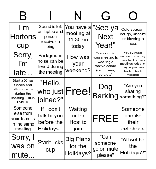 Make the Most of your Meeting BINGO Card