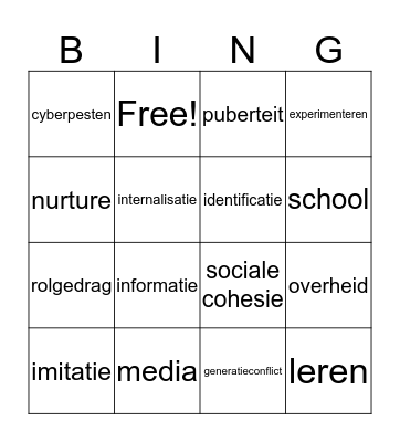 Jongeren Bingo Card