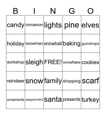 Christmas BINGO Card