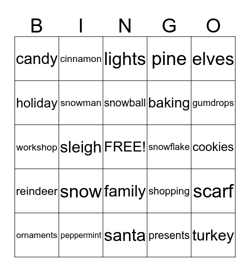 Christmas BINGO Card
