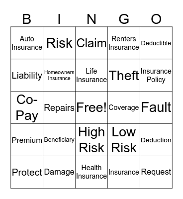 Insurance Bingo Card