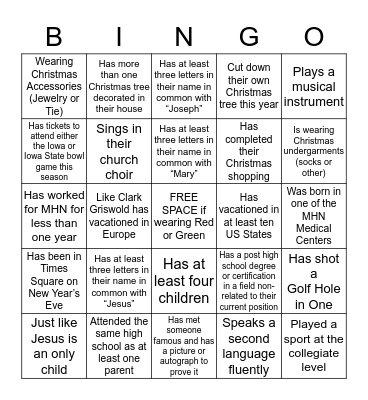 MHN Mingle Bingo Card