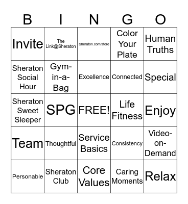 Sheraton Bingo - Game 4 Bingo Card