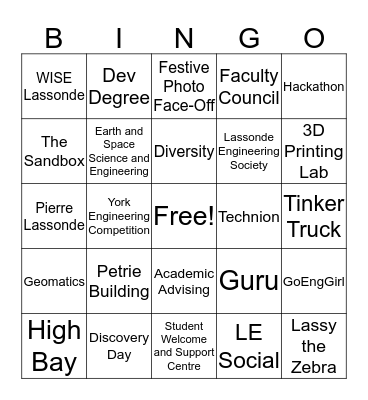 Lassonde Holiday Bingo Card