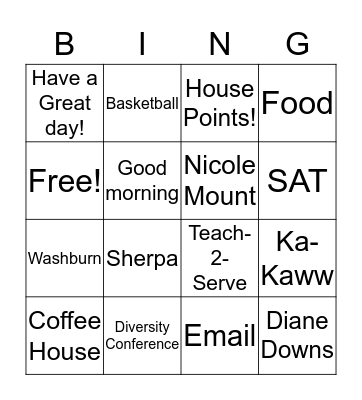 Assembly Bingo Card