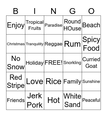 JAMAICA BINGO Card