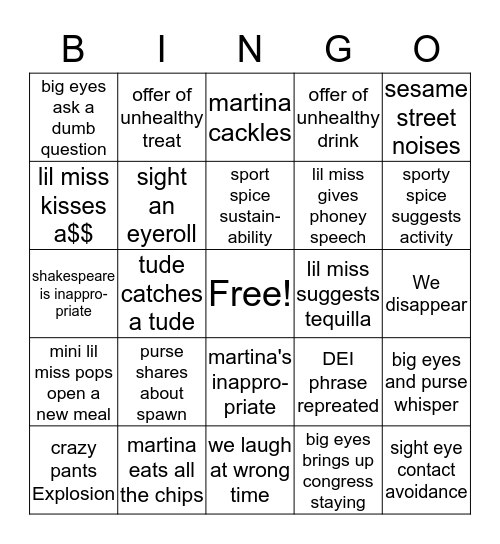 TB Survival Bingo Card