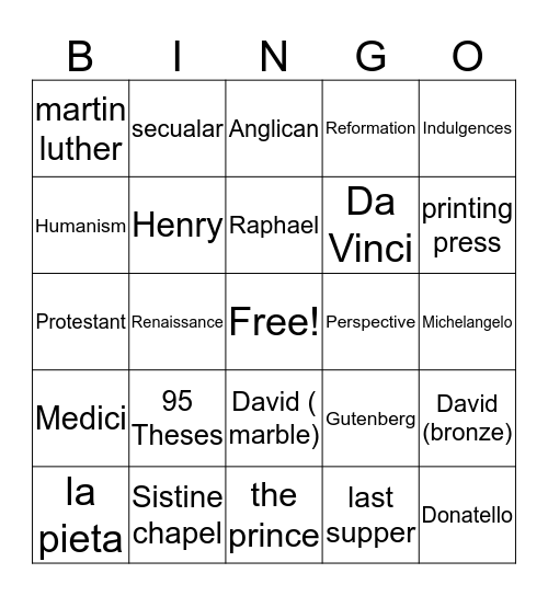 Renaissances  Bingo Card