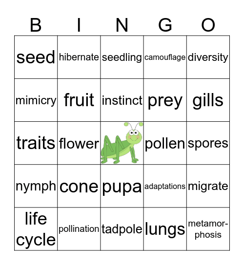 Unit 3: Plants and Animals Bingo Card