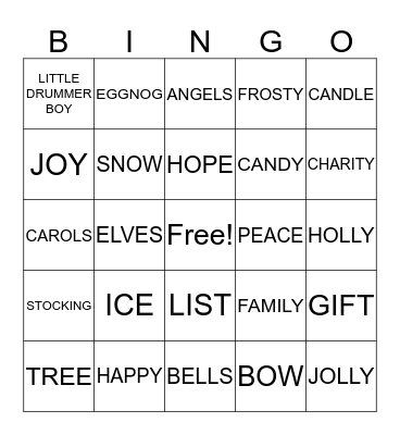 CHRISTMAS SPEED BINGO Card