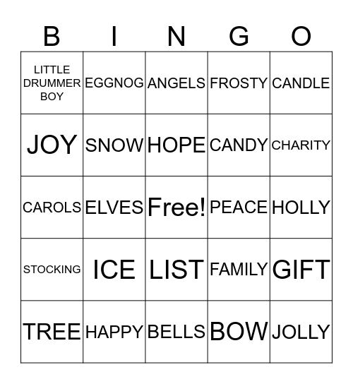 CHRISTMAS SPEED BINGO Card