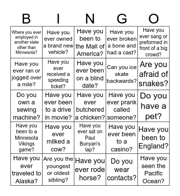Christmas Party BINGO Card