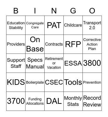 Provider Relations Bingo Card