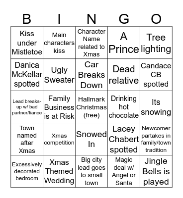 Hallmark Christmas Movie Bingo Card