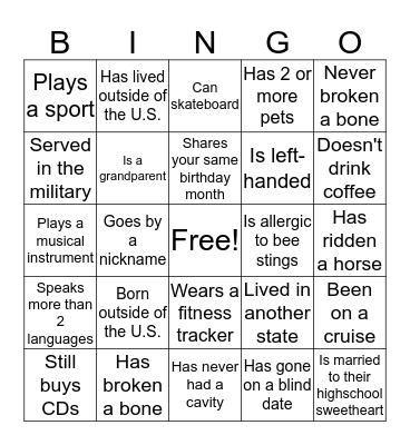 Find someone who... Bingo Card