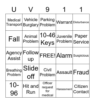 911 Bingo Card