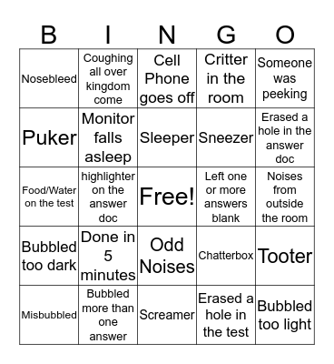 OH NO STP Bingo Card