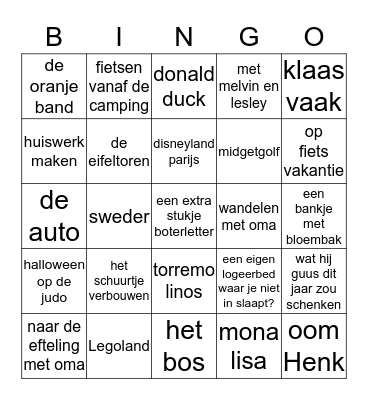 Familie Bouwer Bingo Card