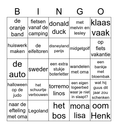 Familie Bouwer Bingo Card