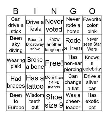 CBS 42 Holiday Party Bingo Card