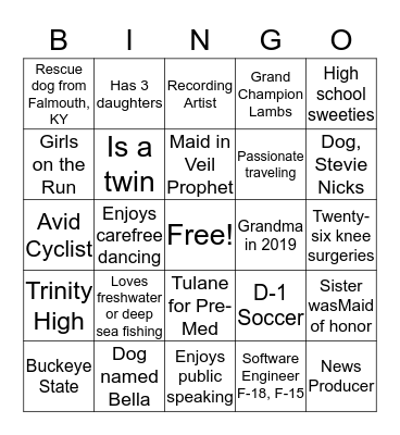 Get to Know You Bingo Card