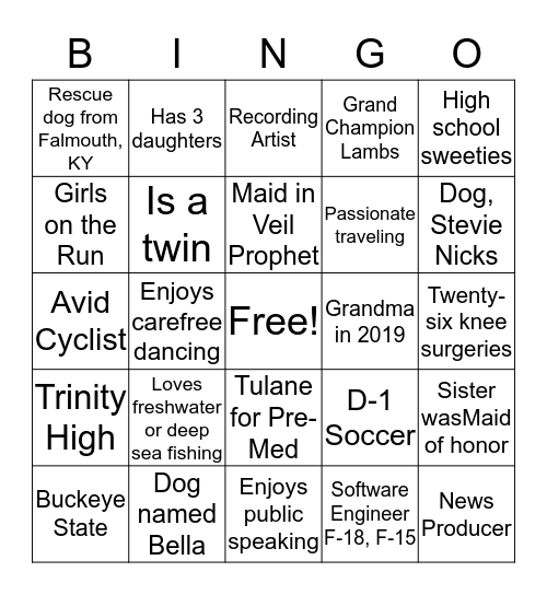 Get to Know You Bingo Card