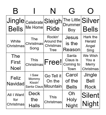 Christmas Song Bingo Card