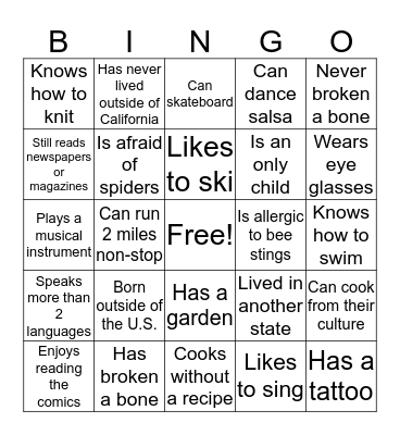 Find someone who... Bingo Card