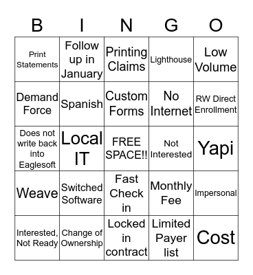 EOY OBJECTION BINGO Card