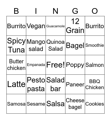 Bagels On Greene Bingo Card