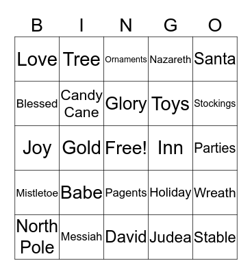 Merry Christmas Bingo Card