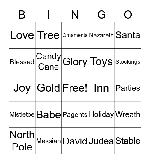 Merry Christmas Bingo Card