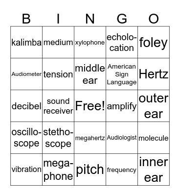 Sound Bingo Card