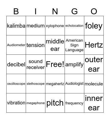 Sound Bingo Card