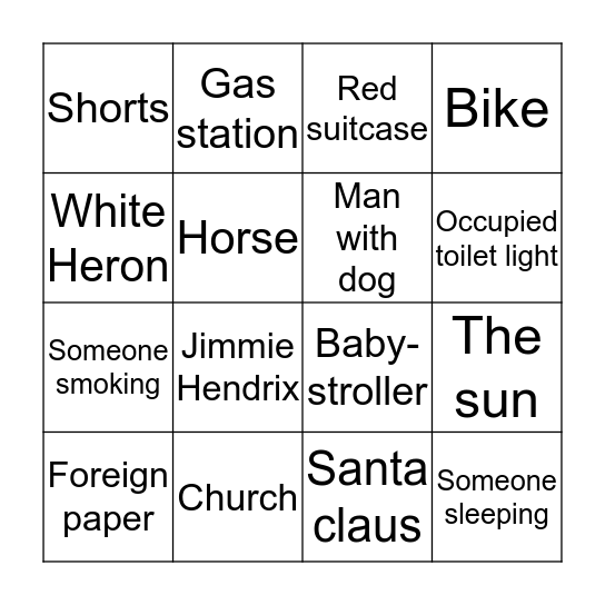 Eurail.com Christmas Celebration train Bingo Card