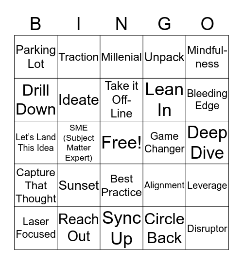 Buzzword Bingo Card